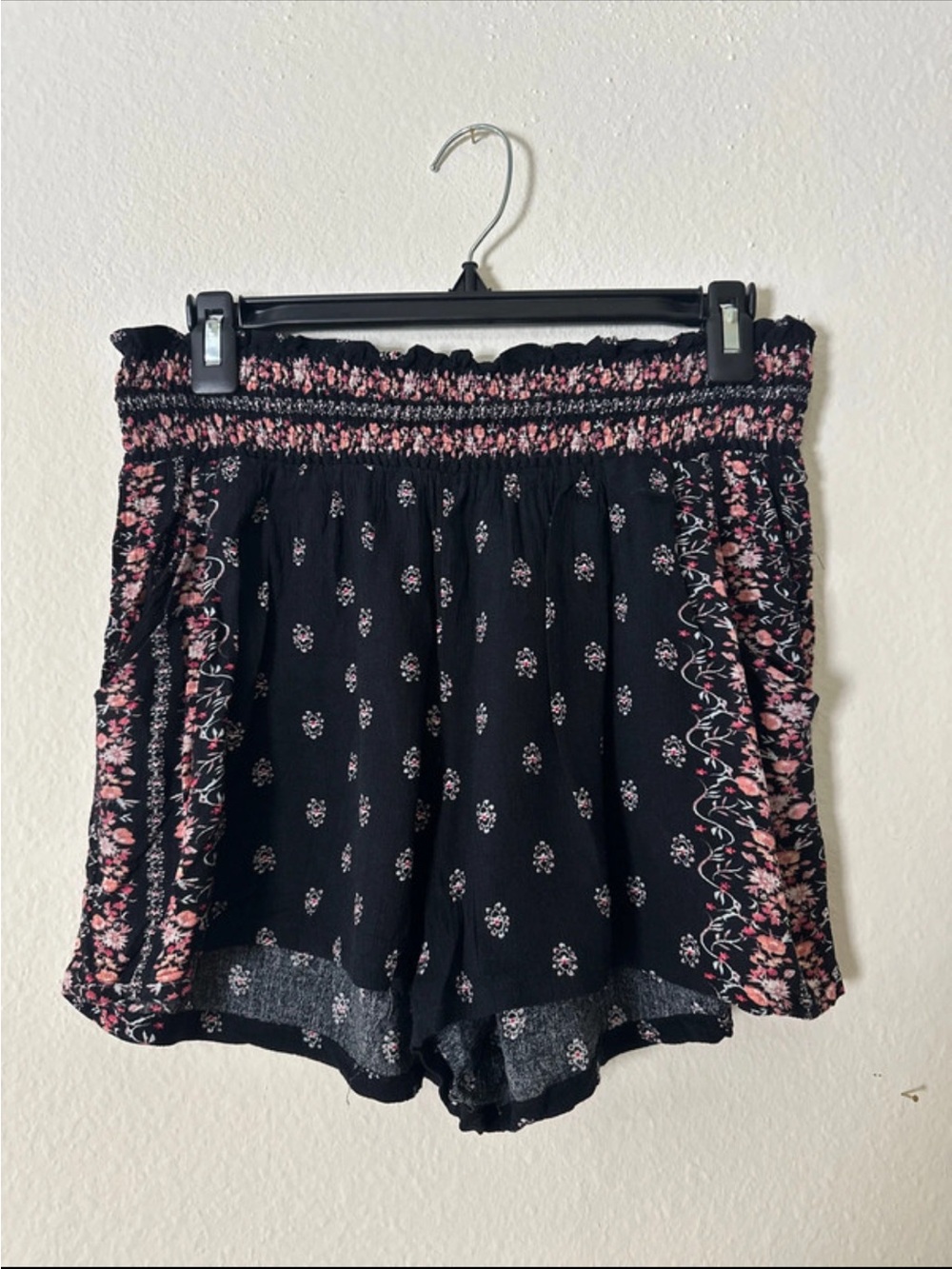 Kingston Black High-Waist Floral Panel Shorts